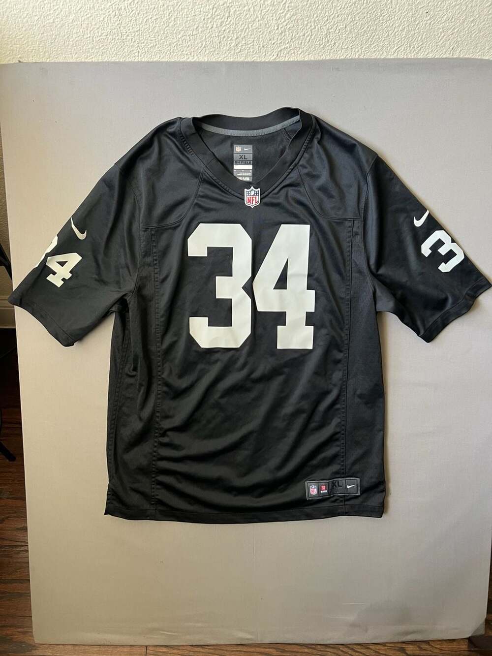 Nike Raiders Bo Jackson #34 Black Game Jersey XL